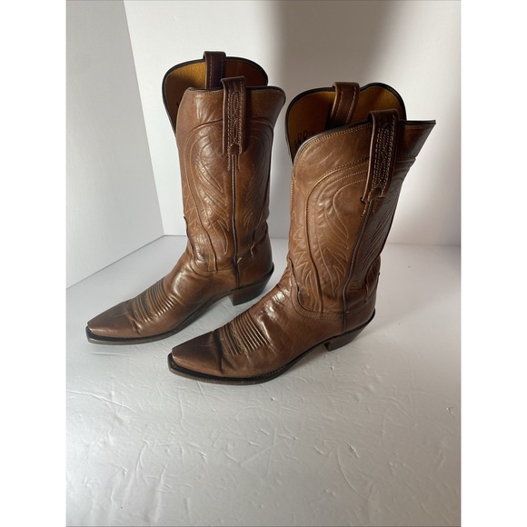 Lucchese 7.5 B Womans 1883 Boots TN Burn Ranch Worn Twice - Picture 1 of 8
